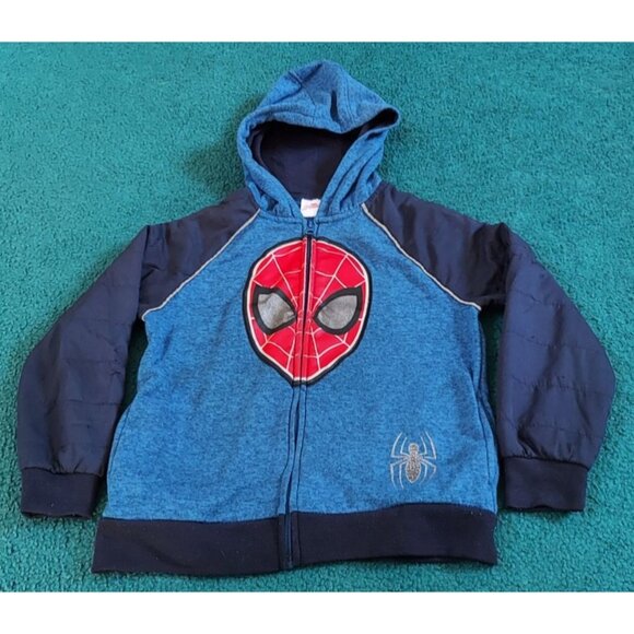 Marvel Spider-Man Homecoming Boys Size 7 Hooded Jacket Zip Front Puffer Sleeves - Picture 1 of 9